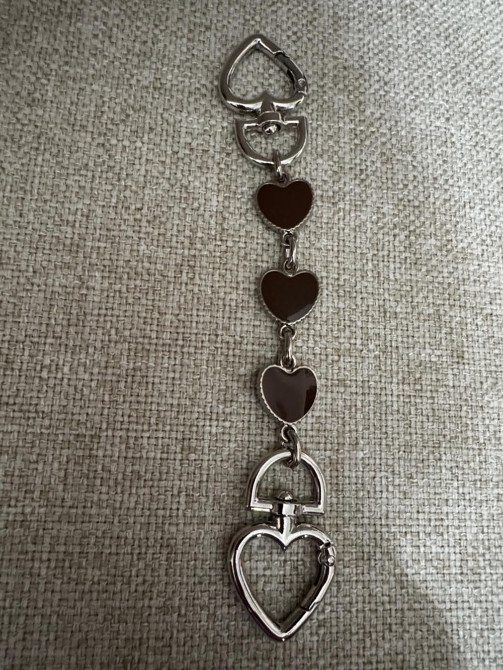 Heart Link Bag Extender Charm in Silver and Brown